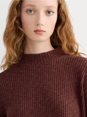 Everlane The Cozy Rib Funnel-Neck Dark Mahogany Large brown fall thumbnail 2