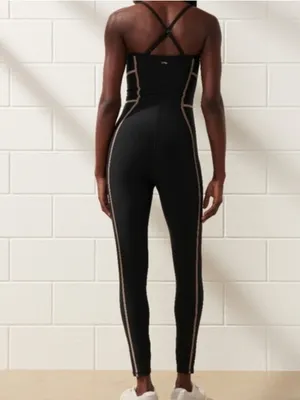 YPB Abercrombie & Fitch‎ Sculptflex Black Tan Corset Body Athletic Jumpsuit thumbnail 2