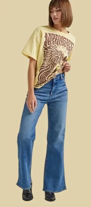 NWT Wrangler Bonnie 683 Loose Flare Jeans Women’s Size 27 32” Inseam Medium Wash thumbnail 1