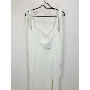Lulus Splendid Love White Bustier Tie-Strap Mermaid Maxi Dress Wedding Large NWT thumbnail 6