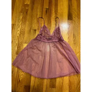 Victoria’s Secret Women’s Small Y2K Lace Mesh Sheer Strap Babydoll Nighty Slip thumbnail 4