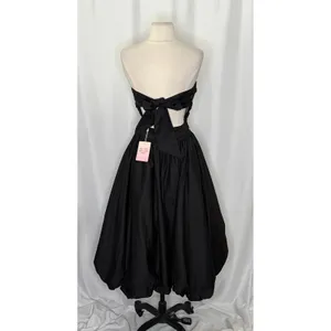 NWT!! HELLO MOLLY Upon A Cloud Strapless Bubble Midi Dress Solid Black X-Small‎ thumbnail 8
