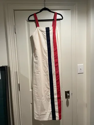 NWT - OKLORA Vertical Stripe Sleeveless Linen-Blend Maxi Dress thumbnail 4