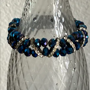 Set of 9 Chic Multi-Color Aurora Borealis Faceted Beaded Stretch Bracelets thumbnail 15