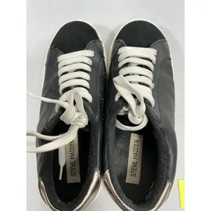 Womans Steve Madden Rezume Lace Up Low Top Fashion Sneakers 6.5 M Black thumbnail 5