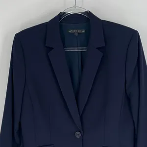 ANTONIO MELANI Jacket Womens Size 10 Navy Blue Single Breasted One Button Blazer thumbnail 2