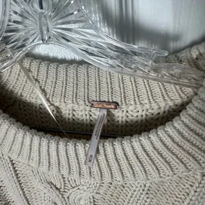 Free People Frankie Cable Sweater in Ivory M thumbnail 6