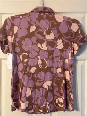 NWT stars above Brown and Lavender Floral Short Pajama Set XS thumbnail 4