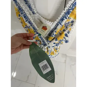 Farm Rio zuli floral lace-trimmed cotton top Small NEW thumbnail 3