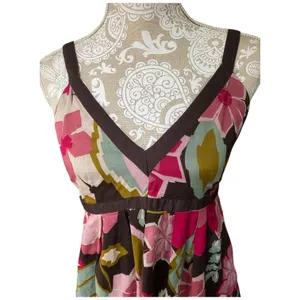 Lucy & Laurel babydoll brown multi-floral boho hippie midi sun dress size 8 Med thumbnail 6