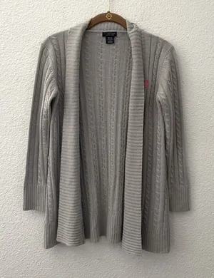 Grey Cardigan Sweater Open Wrap thumbnail 1