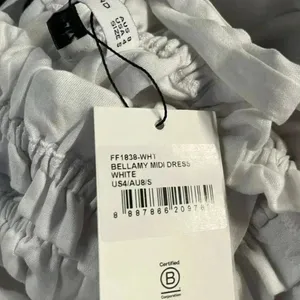 NWT Faithfull the Brand Bellamy Bridal Graduation Linen Midi Dress Plain White thumbnail 4