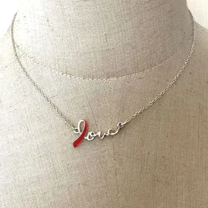 Avon Love ribbon breast cancer awareness necklace thumbnail 1