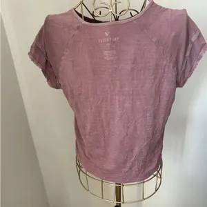 American Eagle Soft & Sexy Lace Trim Short Sleeve Tee Top S Purple thumbnail 14