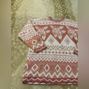 Adele Knitwear vintage white pink rose knit sweater women’s size large thumbnail 4