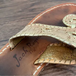 Jack Rogers Jacks ll Cork Gold Thong Sandal Sz 7 thumbnail 6