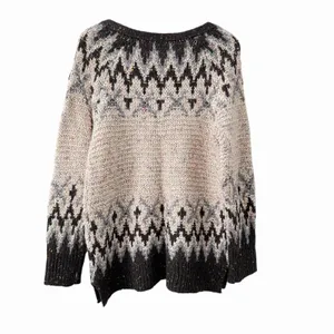 Free People Womens Love‎ Bug Nordic Fair Isle Lace Up Sweater Size L Lodgecore thumbnail 4