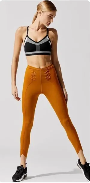 Nike Dri Fit Womens Faux Lace Western‎ Tulip Hem Leggings Size M Burnt Sienna thumbnail 1