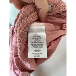 Jumpsuit Sz‎ L Smocked Stretch Pink Pull On Wide Leg High Rise Tank Cisono thumbnail 8