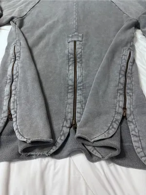 We The Free Women's Gray Lace-Up Hooded Pullover Hoodie - Size L thumbnail 7