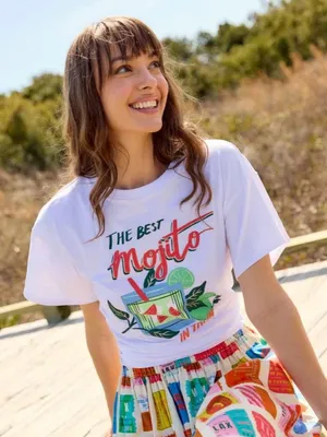 Alden Adair River White Graphic Mojita Oversized Tee Medium thumbnail 1