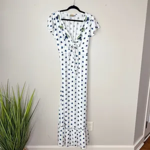 Skemo Kalapa Tie Long Dress Medium Handmade Maxi Embroidered‎ Cutout Resort Chic thumbnail 2