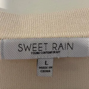 SWEET RAIN Womens Beige Cable Knit Collared Cropped Cardigan‎ Sweater Size L thumbnail 6