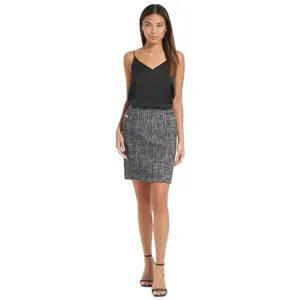 Calvin Klein Women's Tweed Miniskirt Skirt M2JNR343 Black / White 2 thumbnail 4
