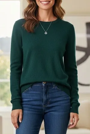 C by Bloomingdale's 2-Ply Cashmere Dark Green Sweater Sz S thumbnail 1