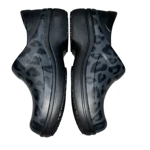 Crocs Black & Gray Leopard Print Neria Pro Slip Resistant Work Clogs Shoes 7 thumbnail 5