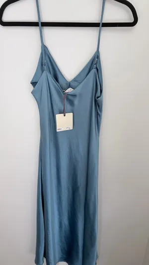 Blue Satin Midi Dress Size M thumbnail 2