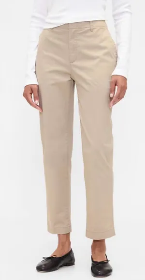 GAP Women's Downtown Mid Rise Khaki Light Beige Straight-Leg Pants Size 10 thumbnail 1