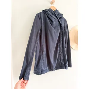 Lululemon | Blissed Out Wrap Hooded Tencel Jacket Navy | Sz 6 thumbnail 2