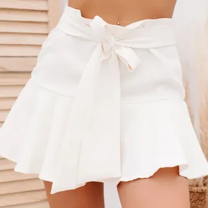 Zara Front Bow Tie Micro Mini Ruffle Skirt Skort Coquette Preppy Minimalist thumbnail 1