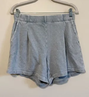 Aerie New Heights Trouser Fleece Short Size Small Cloud Wash Light Blue Sweat thumbnail 1