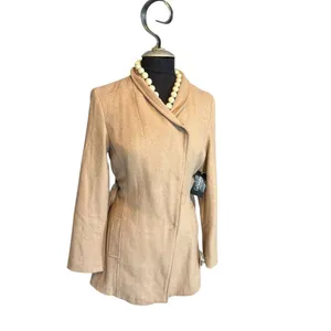 NWT Coffee Shop Apparel Womens Camel Belted Wool Blend Coat Size S thumbnail 2