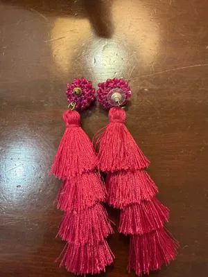 Boutique Tassel Pink Earrings thumbnail 2