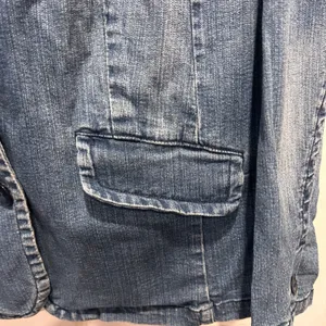 St. Johns Bay Womens 1X Blue Denim Blazer Jacket Stretch Cotton Medium Wash thumbnail 2