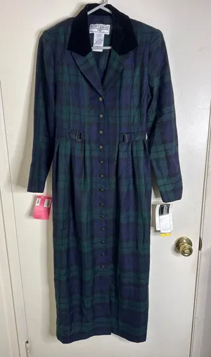 VTG NWT Jessica Howard Plaid Tartan Riding Dress Dark Academia Cottagecore 6P thumbnail 1