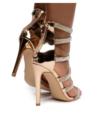 Liliana Rose Gold Sequins Kimora Strappy Heel Shoes 8 thumbnail 9