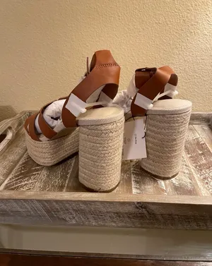 NEW! The Drop Heels Duchess Natural Raffia Buckle Strap Platform Sandals Size 9 thumbnail 6