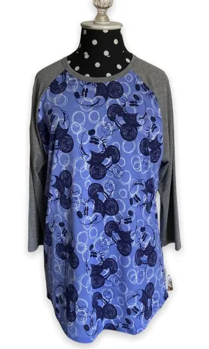 Disney LuLaRoe Womens Top Medium Randy Blue Gray‎ Minnie Mouse Baseball Tee NEW thumbnail 1