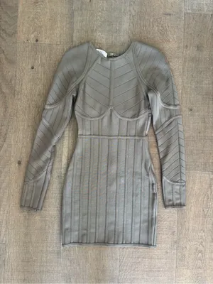 house of cb london tan beige bandage bodycon mini dress thumbnail 2