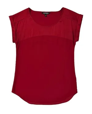Express Dark Red Short Sleeve Dressy Blouse‎ Top Size XS thumbnail 1
