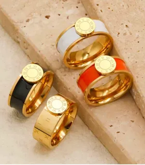 Classic Roman Numeral Ring - Gold & Orange Stainless Steel - Size 6 NWT thumbnail 1
