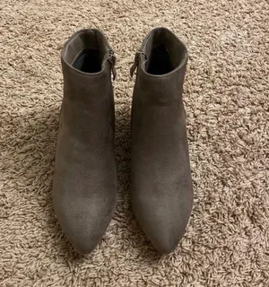 Taupe Faux Suede Block Heel Booties thumbnail 5