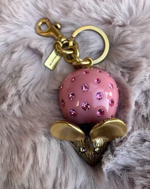 NWT COACH PINK CRYSTAL MOUSE BRASS CAX70 thumbnail 1