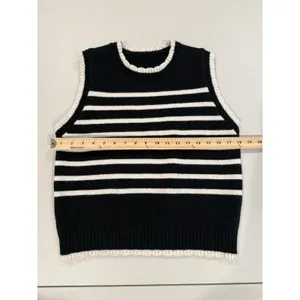 Striped Knit Sweater Vest Womens Medium* Preppy Academia Coastal Collegiate thumbnail 4