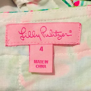 Lilly Pulitzer pink & green “Hanging Around” print shift mini dress lace trim 4 thumbnail 6