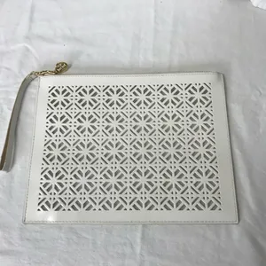 Tory Burch Limited Edition White Geometric Laser Cutout PVC Clutch Wristlet NWOT thumbnail 2